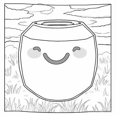 A Gray Block With A Smiley Face Drawn On It. Coloring Page