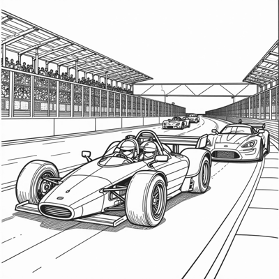 Please Create A Coloring Book Featuring Race Cars. Coloring Page