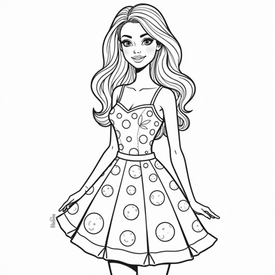 A Barbie Wearing A Pizza As A Dress Coloring Page