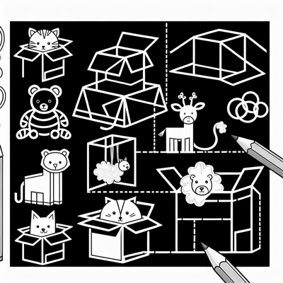 Boxes And Paper Making Zoo Animals Coloring Page