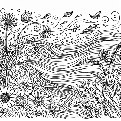 Wind Over Water Flowers Coloring Page