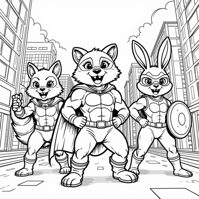 Create A Whimsical Superhero Scene Featuring A... Coloring Page