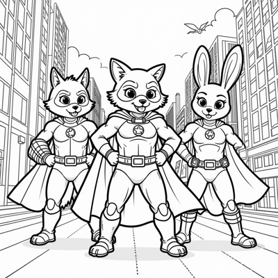 Create A Whimsical Superhero Scene Featuring A... Coloring Page