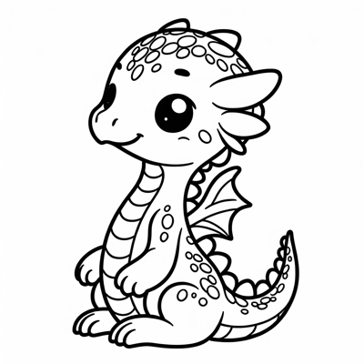 Cute Baby Dragon Tattoo Design Big Scales On Its... Coloring Page