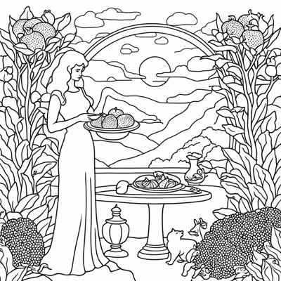 Persephone And Hades A Dualpage Spread Showing... Coloring Page