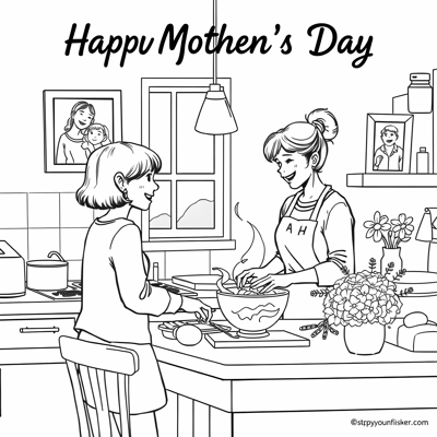 Mothers Day For 2 People Coloring Page