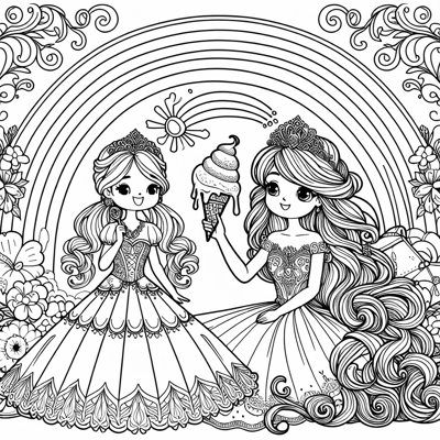 Belle From Beauty And The Beast With Ice Cream And... Coloring Page