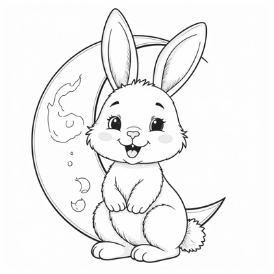 Moon Bunny Coloring Page
