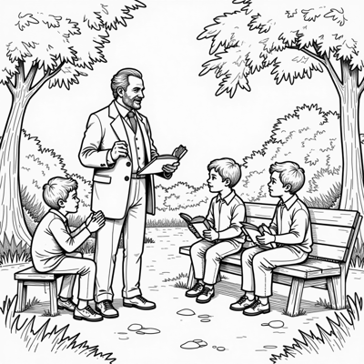 ATATÜRK AND CHILDREN Coloring Page