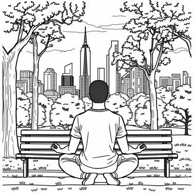 Outline Coloring Page 4k Afrolatino Man With Short... Coloring Page