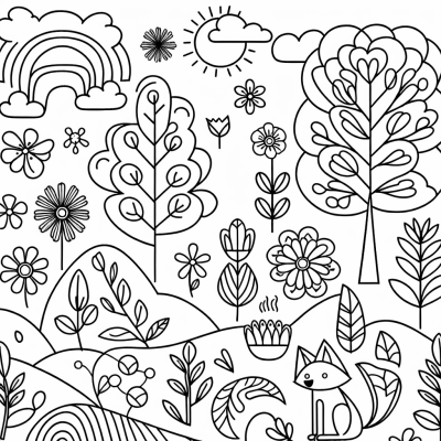 Intricate Illustrations Of Flowers Trees Animals... Coloring Page