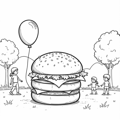 A Cheeseburger With Arms And Legs Coloring Page