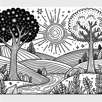 Healing Inner Child Landscape Coloring Page