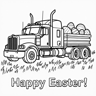 The Words Happy Easter On The Bottom Of Page Semi... Coloring Page