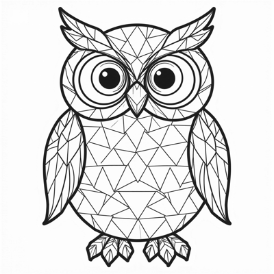 An Owl Made Of Triangles Coloring Page