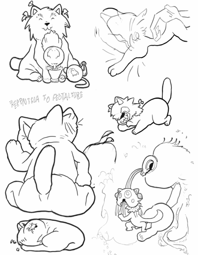 A Series Of Drawings Of A Cartoon Character... Coloring Page