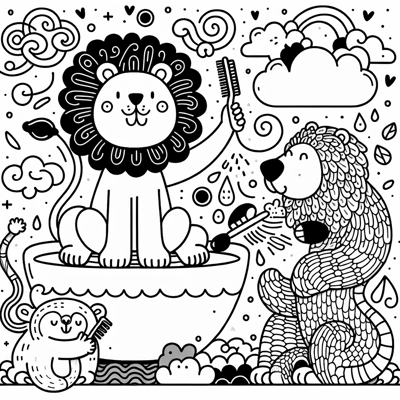Animal Toilet Coloring Page