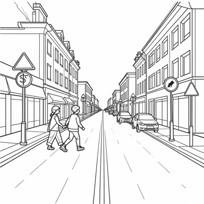 This Is A Traffic Signs Coloring Book For Kids. Coloring Page