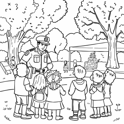 A Police Officer With No Other Background Coloring Page