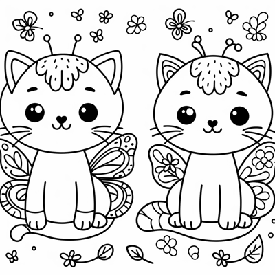 The Butterfly Cat Coloring Page