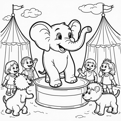 Elephant Attraction Coloring Page