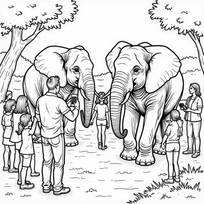 Attraction Elephant Coloring Page