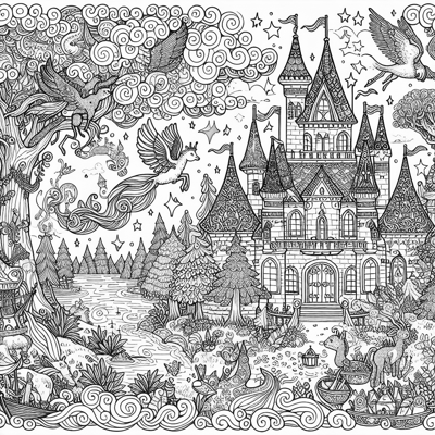 A Magical Fantasy World Coloring Page