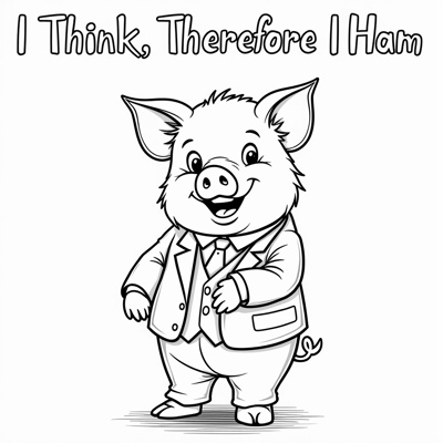 The Words I Think Therefore I Ham On The Top Of... Coloring Page