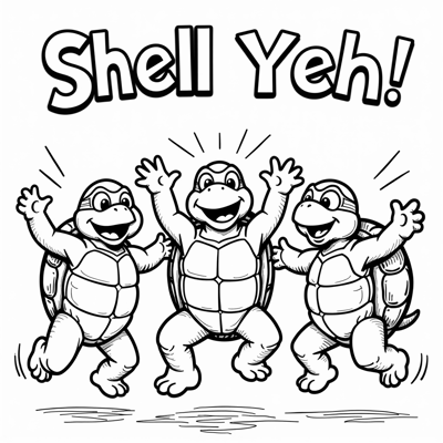 The Words Shell Yeah On The Top Of Page Excited... Coloring Page