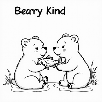 The Words Beary Kind On The Top Of Page Two Bears... Coloring Page