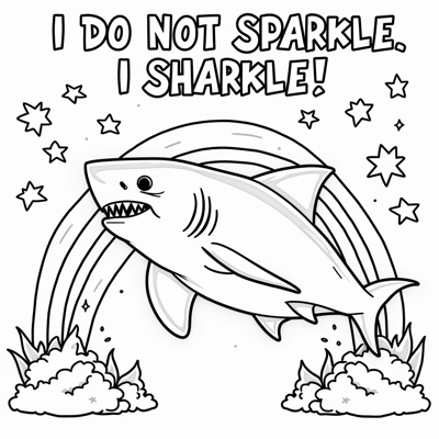 The Words I Do Not Sparkle I Sharkle On The Top Of... Coloring Page