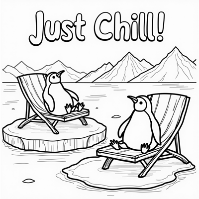 The Words Just Chill On The Top Of Page Penguins... Coloring Page