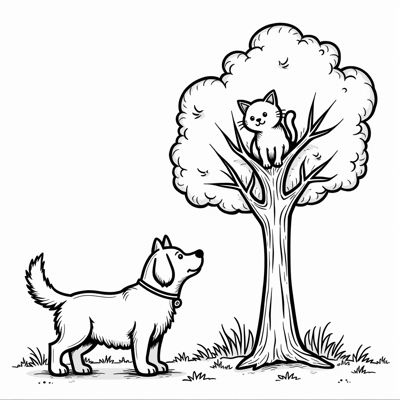 The Words Barking Up The Right Tree On The Top Of... Coloring Page