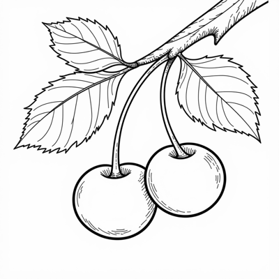 Cherry On The Tree Branch Coloring Page