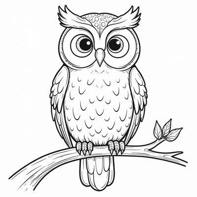 Owl On A Branch Coloring Page