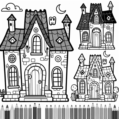 Cartoon Haunted House Coloring Page