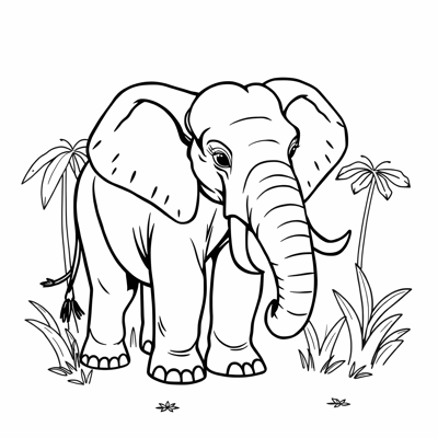 Elephant In The Park Coloring Page