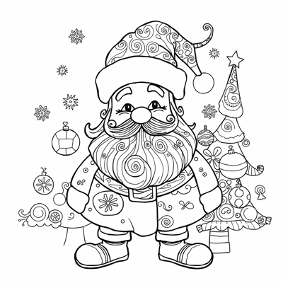 A Zentangle Style Christmas Santa Claus Bookmark Coloring Page