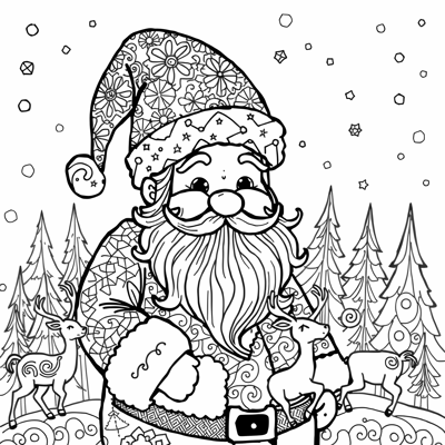 A Zentangle Style Christmas Santa Claus Coloring Page