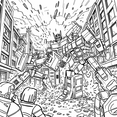 Image Of Transformers And Bumblebee Fighting An... Coloring Page