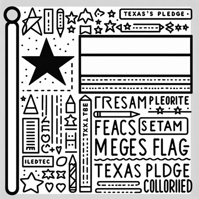 Texas Flag With The Texas Pledge In Words Under It Coloring Page