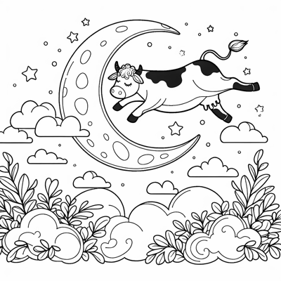 The Cow Jumped Over The Moon Coloring Page