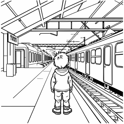 I Want A Picture Of A Child Waiting At The Train... Coloring Page