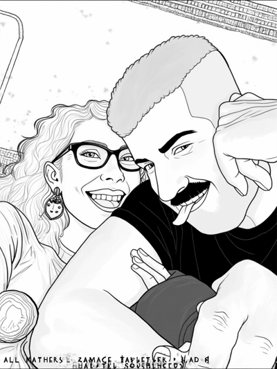 A Man And A Woman Are Sitting Next To Each Other... Coloring Page