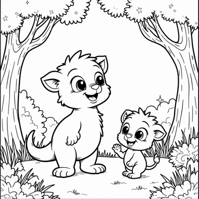 Jumbo And Merry Cartoon Character Pictures Coloring Page