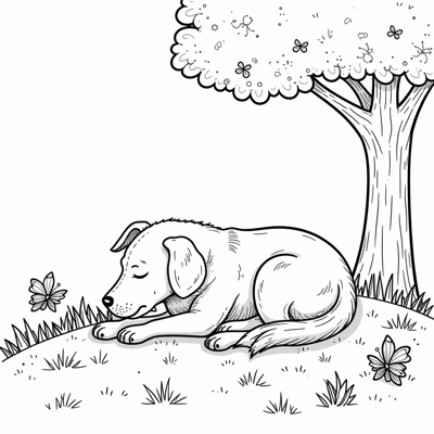 Sleeping Dog Coloring Page