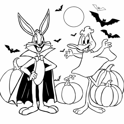 Looney Tunes Dressing Up For Halloween Coloring Page
