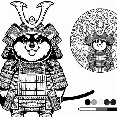 A Samurai Dog Coloring Page