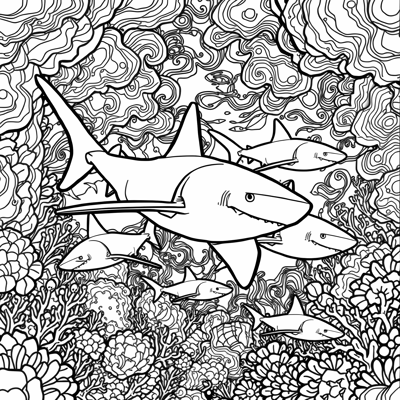 Sharks Coloring Page