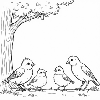 Cute Baby Birds In A Nest Coloring Page